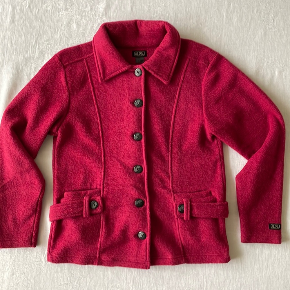 ALPS Fuchsia Button-Up Fleece Jacket NWOT | size M